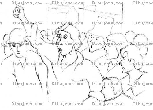 Dibujo para colorear Dibujo De Huelguistas Manifestantes Para Pintar Y Colorear Sindicato De Trabajadores Protestando Por Sus Derechos