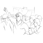Dibujo para colorear Dibujo De Huelguistas Manifestantes Para Pintar Y Colorear Sindicato De Trabajadores Protestando Por Sus Derechos