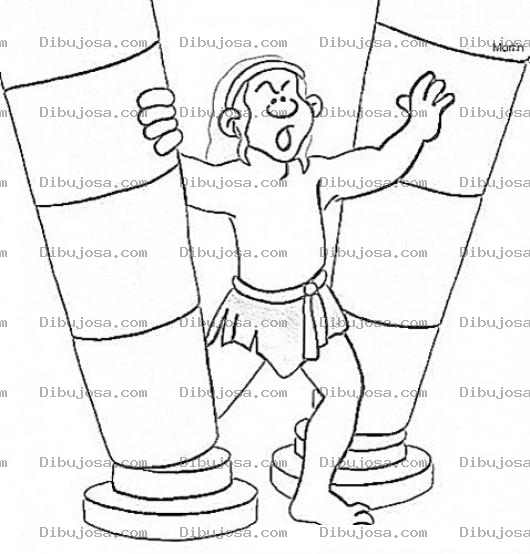 Dibujo para colorear Dibujo Biblico De Sanson Derribando Las Columnas Del Templo Para Pintar Y Colorear A Samson