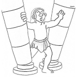 Dibujo para colorear Dibujo Biblico De Sanson Derribando Las Columnas Del Templo Para Pintar Y Colorear A Samson