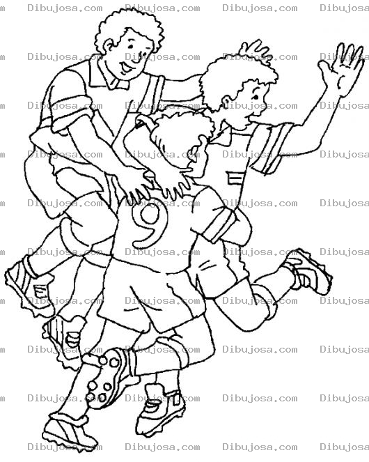 Dibujo para colorear Colorear Jugadores De Un Equipo De Futbol Festejando Un Gol