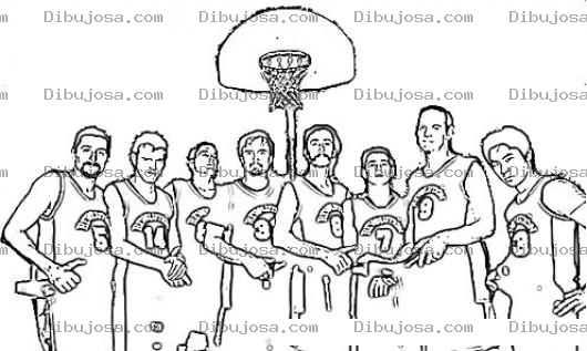 Dibujo para colorear Basquetbolistas Dibujo De Un Equipo De Basketball Para Pintar Y Colorear Equipo De Basquetbol
