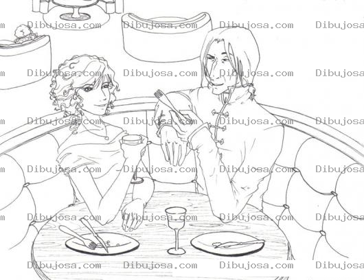 Dibujo para colorear Colorear Cita Romantica En Una Cafeteria Mujer Bonita Y Hombre Feo
