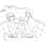 Dibujo para colorear Colorear Cita Romantica En Una Cafeteria Mujer Bonita Y Hombre Feo