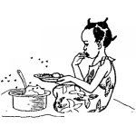 Dibujo para colorear Dibujo De Moscas Sobre La Comida Para Pintar Y Colorear A Una Linda Nina Negrita Comiendo