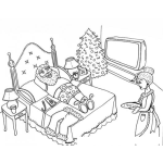 Dibujo para colorear Cama De Santaclaus Para Colorear A Santa Claus En Su Cuarto