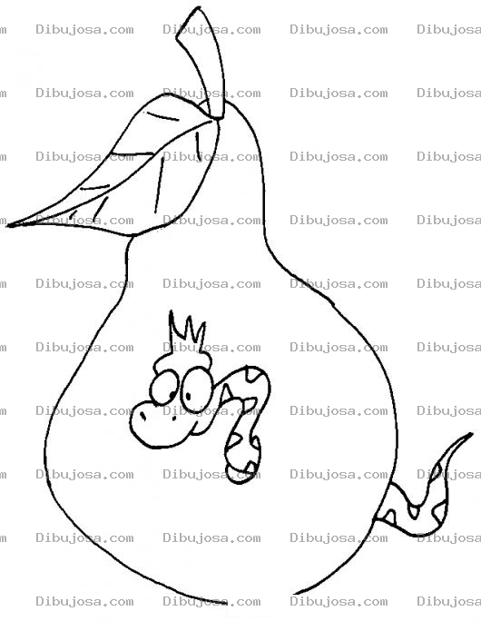 Dibujo para colorear Dibujo De Pera Con Gusano Para Colorear Pera Engusanada