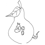 Dibujo para colorear Dibujo De Pera Con Gusano Para Colorear Pera Engusanada