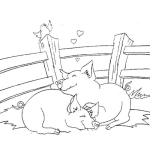Dibujo para colorear Marranos Enamorados Para Pintar Y Colorear Dibujo De Una Pareja De Cerditos