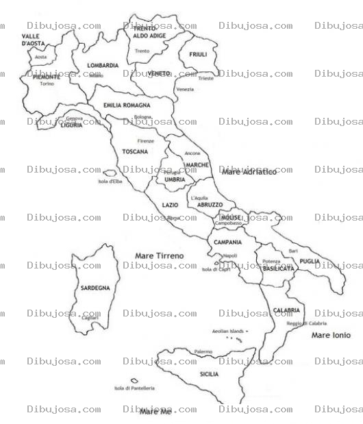 Dibujo para colorear Mapa De Italia Para Pintar Y Colorea Mapadeitaliar