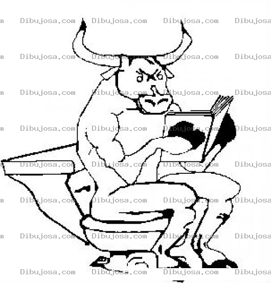 Dibujo para colorear Torosentado Dibujo De Toro Sentado Haciendo Popo En El Bano Para Pintar Y Colorear Toro Cagando