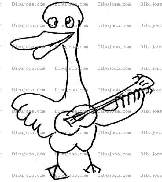 Dibujo para colorear Dibujo De Pato Conguitarra Para Pintar Y Colorear