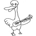 Dibujo para colorear Dibujo De Pato Conguitarra Para Pintar Y Colorear