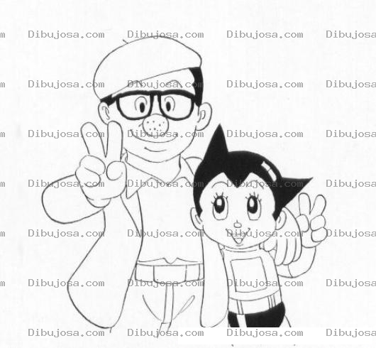 Dibujo para colorear Dibujo De Astroby Con Su Papa Para Pintar Y Colorear