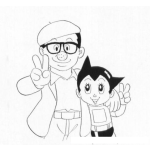 Dibujo para colorear Dibujo De Astroby Con Su Papa Para Pintar Y Colorear