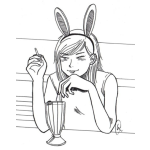 Dibujo para colorear Mujer Con Orejas De Conejo Para Colorear