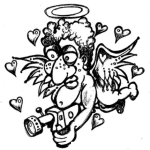 Dibujo para colorear Cupido Viejo Y Feo Volando Y Filmando Para Pintar Y Colorear
