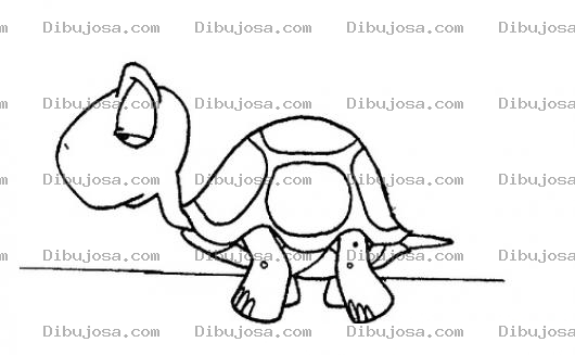 Dibujo para colorear Tortuga Cansada Y Adormitada Para Pintar Y Colorear