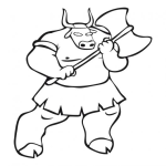 Dibujo para colorear Dibujo De Toro Con Hacha Para Pintar Y Colorear