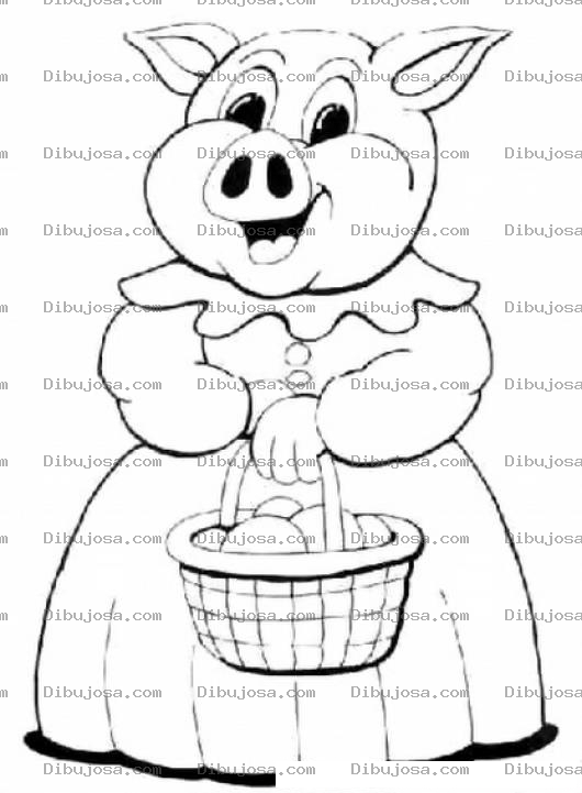 Dibujo para colorear Colorear Cerdita Con Canasta
