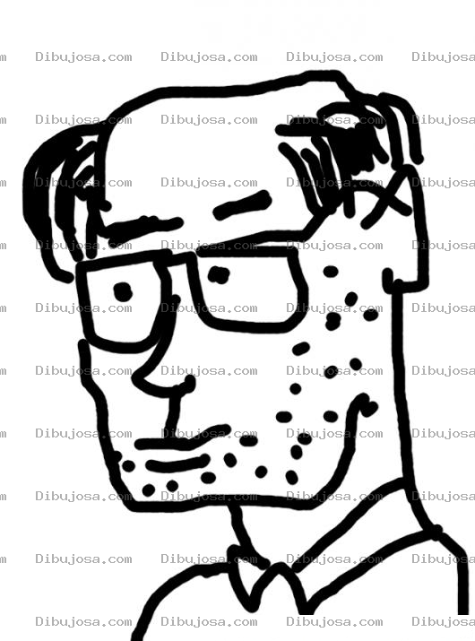 Dibujo para colorear Dibujo De Hombre Calvo Con Lentes Para Colorear