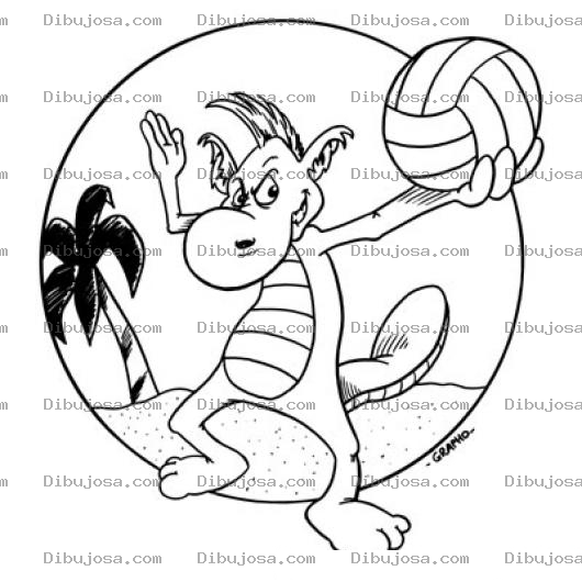 Dibujo para colorear Colorear Animal Con Pelota De Volleyball
