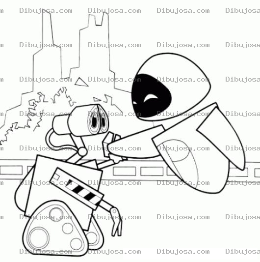 Dibujo para colorear Dibujo De Wall E Con Su Amigo Para Colorear