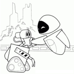 Dibujo para colorear Dibujo De Wall E Con Su Amigo Para Colorear