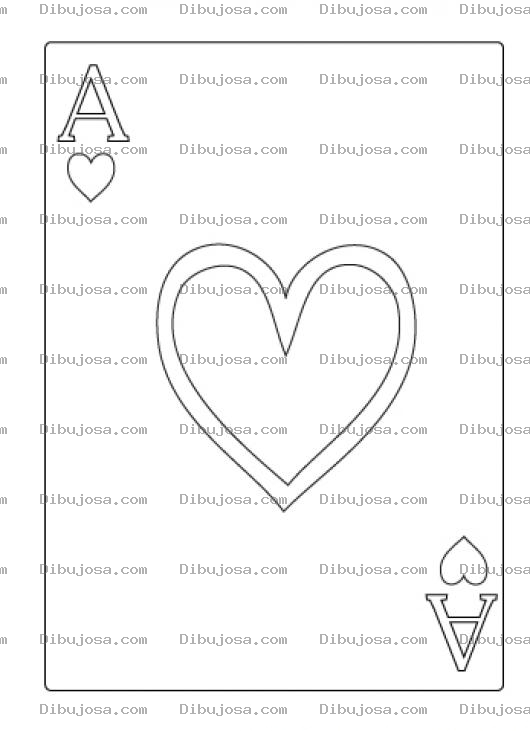 Dibujo para colorear Colorear As De Corazones