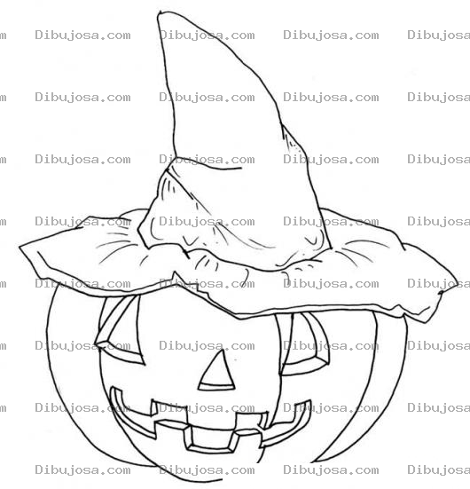 Dibujo para colorear Colorear Calabaza Con Sombrero De Bruja