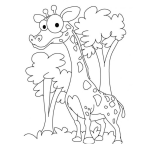 Dibujo para colorear Colorear Jirafa De Ojos Grandes