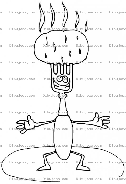 Dibujo para colorear Colorear Tenedor Con Papa Caliente