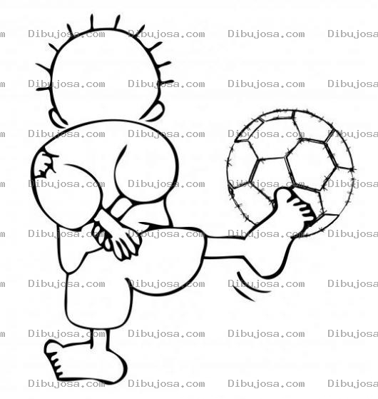 Dibujo para colorear Dibujo De Nino Descalzo Con Pelota De Futbol Para Pintar Y Colorear Patojo Pelon Con Balon De Football