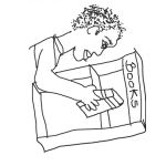 Dibujo para colorear Dibujo De Hombre Colocando Un Libro En La Repisa Estante Para Colorear