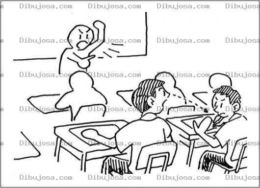 Dibujo para colorear Dibujo De Trampa En Examen Para Pintar Y Colorear Profesor Llamando La Atencion A Estudiantes