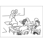 Dibujo para colorear Dibujo De Trampa En Examen Para Pintar Y Colorear Profesor Llamando La Atencion A Estudiantes