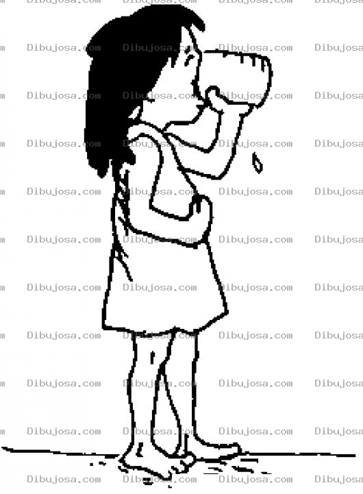 Dibujo para colorear Dibujo De Nina Tomando Agua Para Colorear