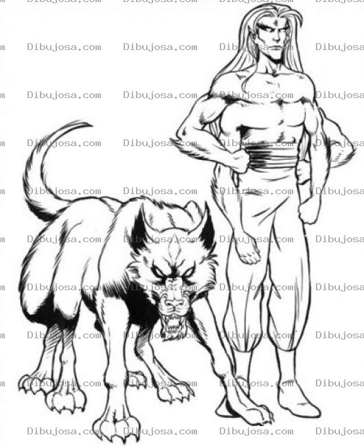 Dibujo para colorear Perro De 6 Patas Y Hombre De 4 Brazos Para Pintar Y Colorear