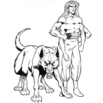 Dibujo para colorear Perro De 6 Patas Y Hombre De 4 Brazos Para Pintar Y Colorear