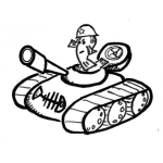 Dibujo para colorear Pez Soldado Con Tanque De Guerra Para Pintar Y Colorear Pescado Militar