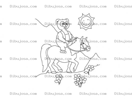 Dibujo para colorear Oso Sobre Caballo Para Pintar Y Colorear