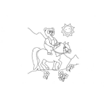 Dibujo para colorear Oso Sobre Caballo Para Pintar Y Colorear