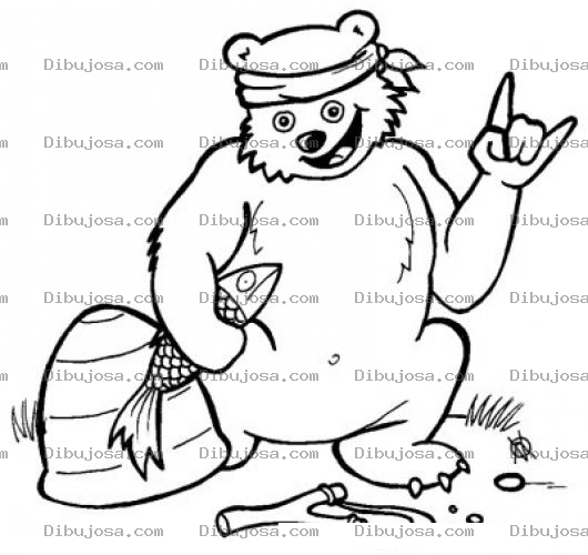 Dibujo para colorear Oso Con Pescado Para Colorear