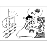 Dibujo para colorear Esposos Pobres Dibujo De Esposa Pidiendo Un Televisor A Un Esposo Sin Dinero Para Pintar Y Colorear