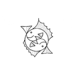 Dibujo para colorear Pescados Koreanos Dibujo De Ying Yang De Peces Para Pintar Y Colorear