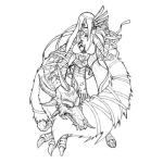 Dibujo para colorear Mujer Con Dragon Para Colorear