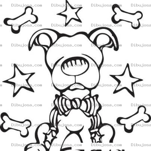 Dibujo para colorear Perro Ciego Viendo Estrellitas Y Huesos Para Pintar Y Colorear