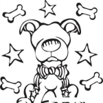 Dibujo para colorear Perro Ciego Viendo Estrellitas Y Huesos Para Pintar Y Colorear
