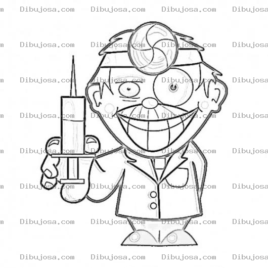 Dibujo para colorear Doctor Con Jeringa Para Colorear