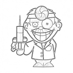 Dibujo para colorear Doctor Con Jeringa Para Colorear